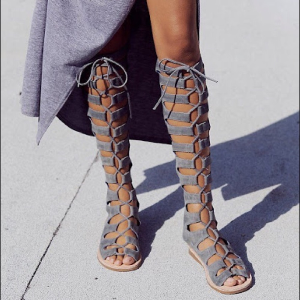 $125🅿️Grey Jeffrey Campbell Rae Lace up Sandal
